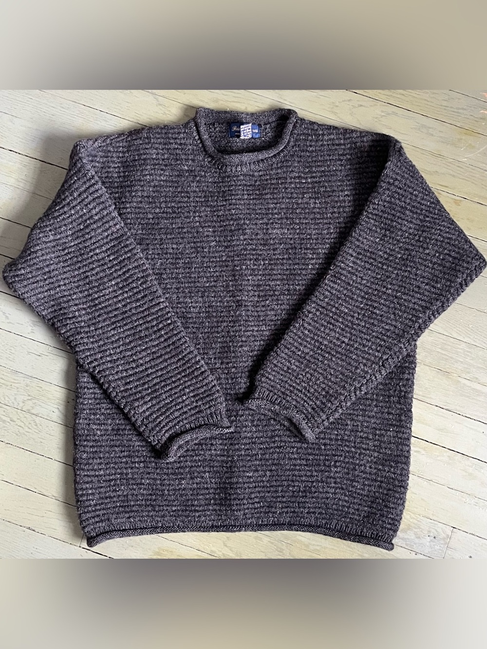 Vtg Paul James 100% Pure Wool Grey Textured Chunky Knit Sweater Made in England